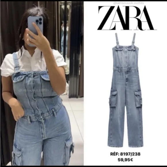 Zara Woman TRF Denim Cargo Jumpsuit Size. Medium Brand New Without Tag*** - Picture 3 of 6